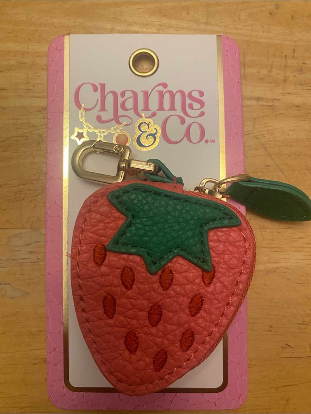 Charms & Co. Strawberry bag charm coin Purse Keychain NWT - Picture 2 of 3